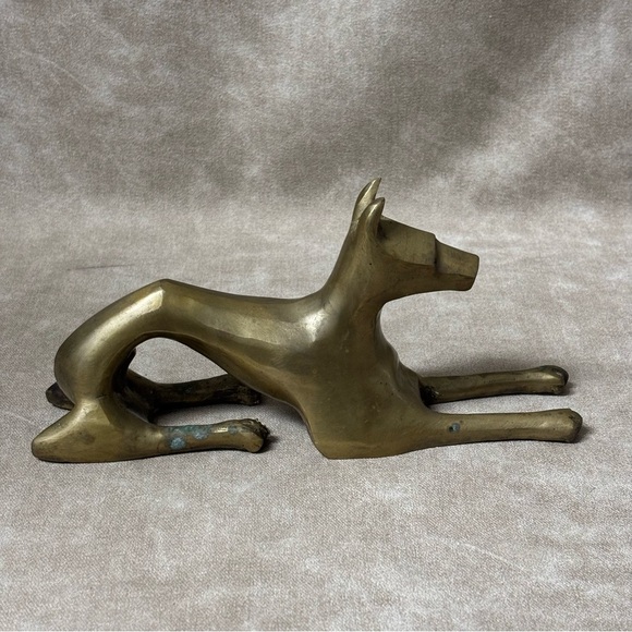 Brass Modernist Art Greyhound Dog Figurine Statue - Picture 4 of 7